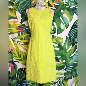 Banana Republic x Milly Collab 6 Chartreuse Yellow Green Slim Fit  Summer Dress